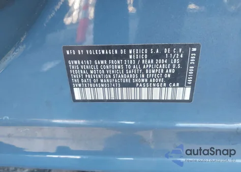 2025 Volkswagen Jetta 1.5T Se from USA, damaged, VIN 3VW7X7BU6SM037473